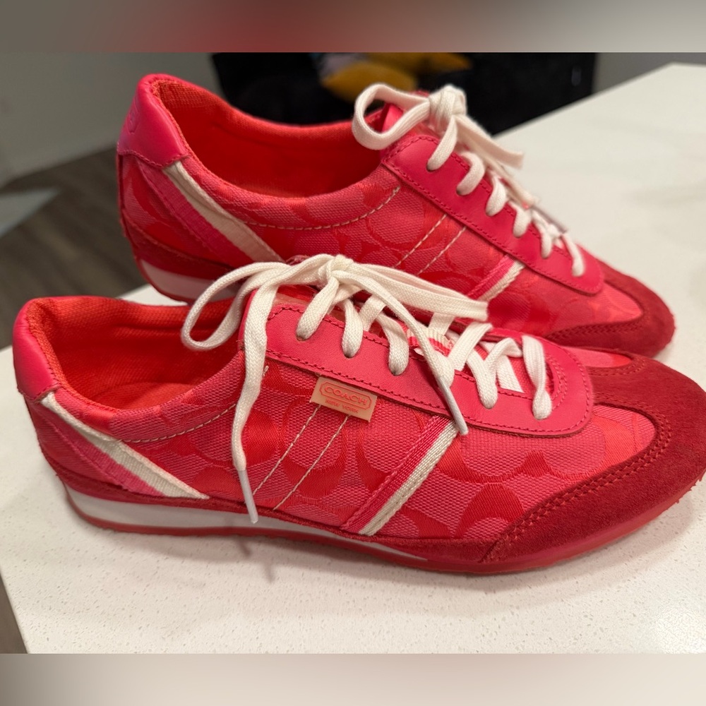 Coach Red Sneakers with White Laces